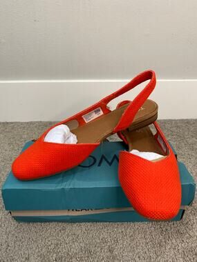 New TOMS Alene Flame Basketweave Slingback Flats Women’s Size 7